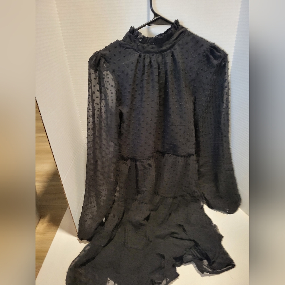 Black dress with sheer sleeves